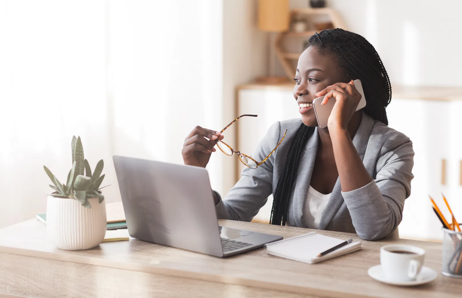 a woman using a laptop
